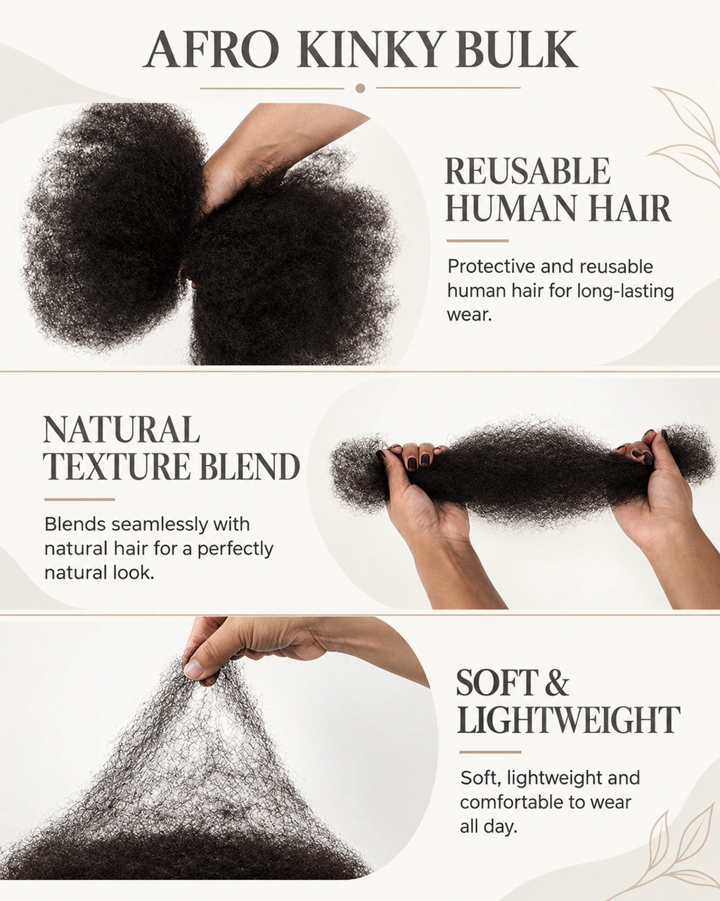 Natural Black Afro kinky Bulk Hair Extensions For Braiding Dreadlock Human Hair