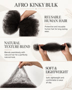 Natural Black Afro kinky Bulk Hair Extensions For Braiding Dreadlock Human Hair