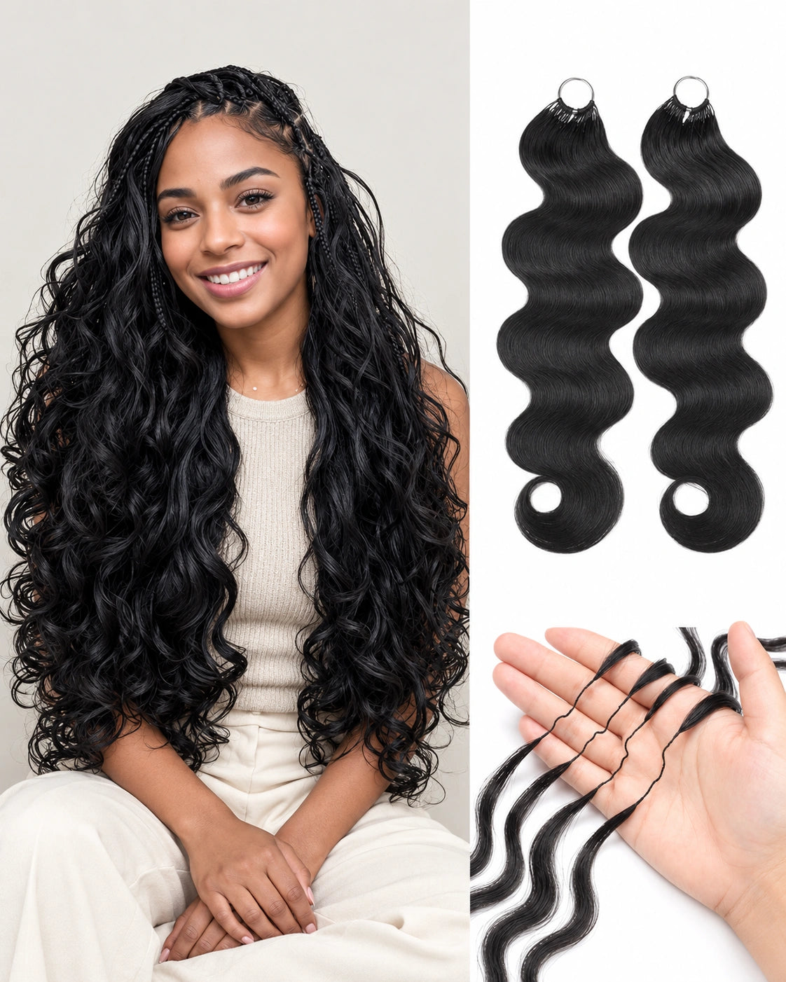 Body Wave Mermaid Braids Crochet Human Hair for Boho Braids Miracle Knots Ready Pre-Separated Time-Saving Design