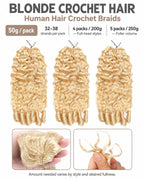 #613 Blonde Burmese Curly Crochet Human Hair Premium Plush Texture for Time-Saving Boho Braids