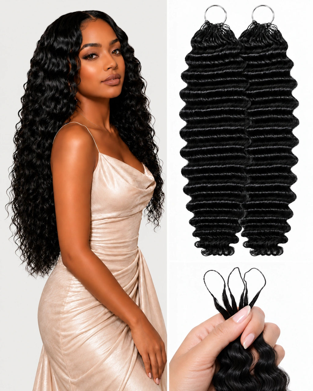 Deep Wave Crochet Human Hair, Miracle Knots Friendly for Boho Braids – Defined Curls Time-Saving Setup