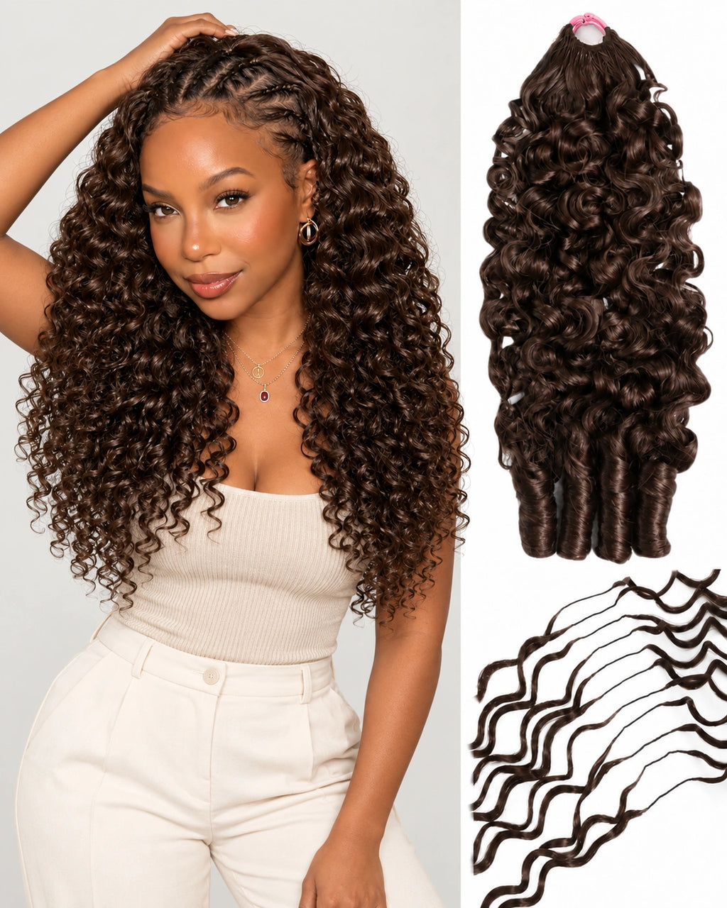 #4 Burmese Curly Crochet Human Hair for Boho Braids Miracle Knots Friendly Plush Texture Time-Saving Wear