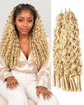 #613 Blonde Burmese Curly Crochet Human Hair Premium Plush Texture for Time-Saving Boho Braids