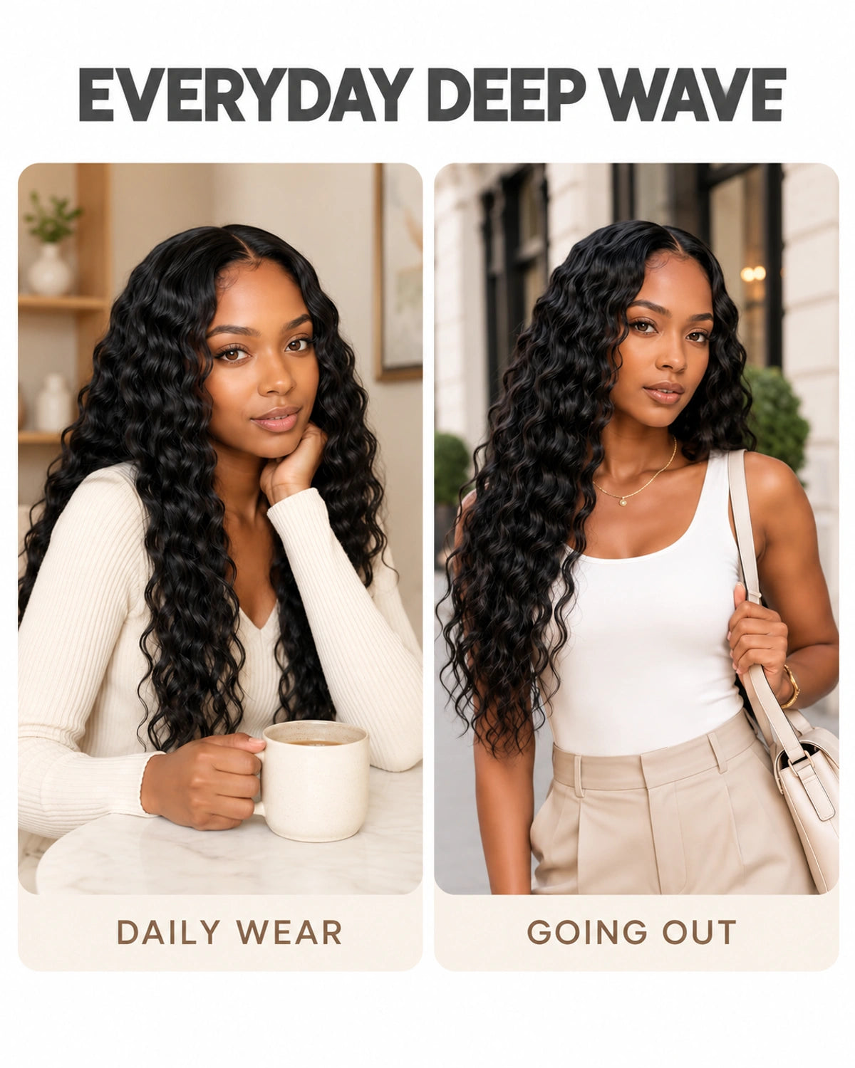 Deep Wave Crochet Human Hair, Miracle Knots Friendly for Boho Braids – Defined Curls Time-Saving Setup
