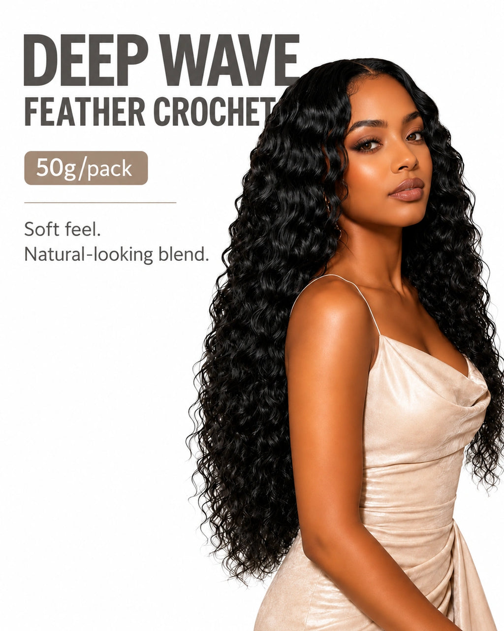 Deep Wave Crochet Human Hair, Miracle Knots Friendly for Boho Braids – Defined Curls Time-Saving Setup