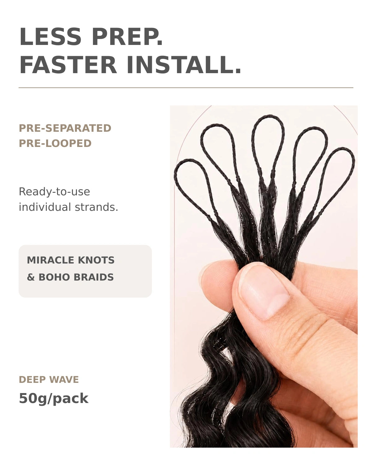 Deep Wave Crochet Human Hair, Miracle Knots Friendly for Boho Braids – Defined Curls Time-Saving Setup