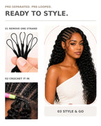 Deep Wave Crochet Human Hair, Miracle Knots Friendly for Boho Braids – Defined Curls Time-Saving Setup