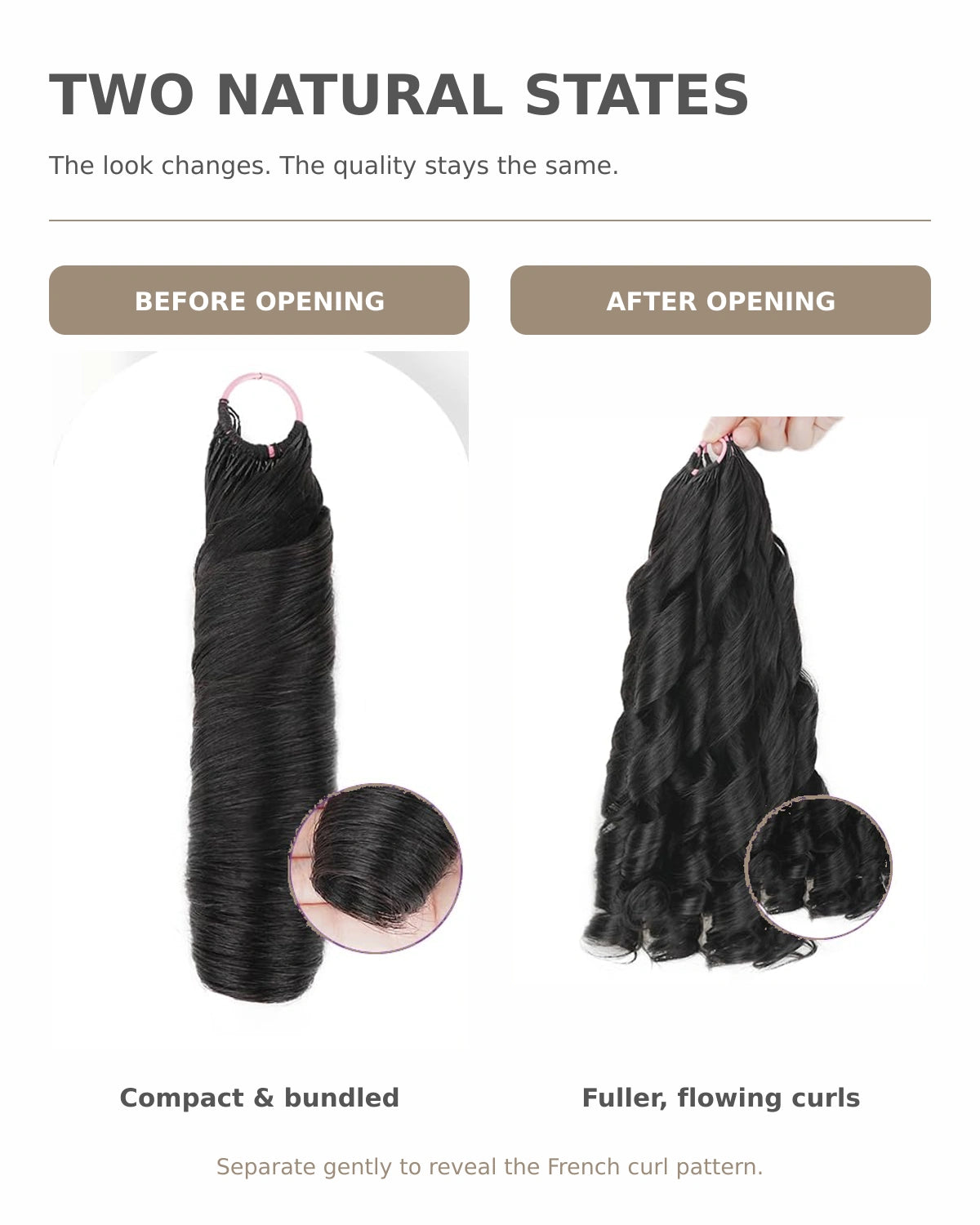 French Curl Miracle Knots Crochet Human Hair 50g Pre-Separated Knotless Feather Crochet Human Hair Bundles Boho Braids Crochet Hair for Black Women Reusable Natural Black