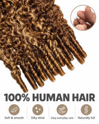 Highlight P4/27 Burmese Curly Crochet Human Hair for Boho Braids Plush Texture Time-Saving Wear