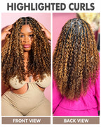 Highlight P4/27 Burmese Curly Crochet Human Hair for Boho Braids Plush Texture Time-Saving Wear