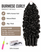 Burmese Curly Crochet Human Hair Designed for Miracle Knots Boho Braids Plush Texture Time-Saving Wear