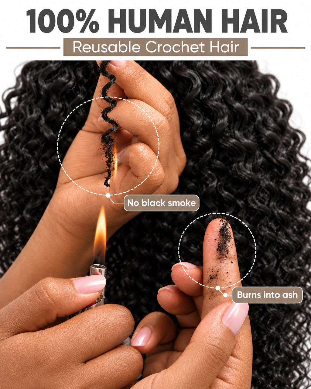 Burmese Curly Crochet Human Hair Designed for Miracle Knots Boho Braids Plush Texture Time-Saving Wear